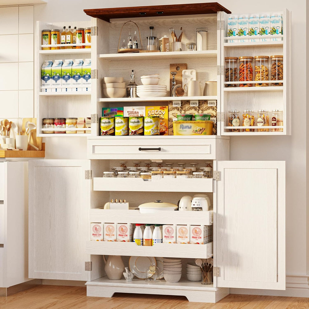 IRONCK Farmhouse Pantry Cabinet, 72" Tall Kitchen Storage Cabinet, Frees...