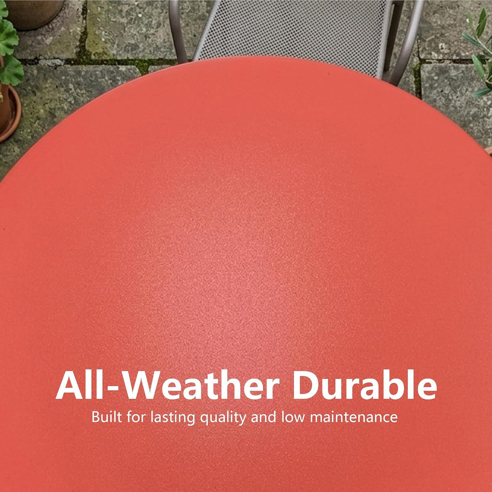 3 Piece Outdoor Bistro Set, Red Folding Table & Chairs for 2