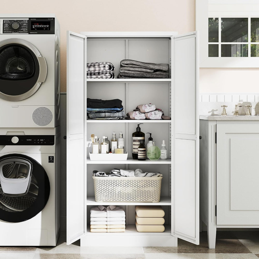 AQY Kitchen Pantry Cabinet,61" White Pantry Storage Cabinet with 4 Tier ...