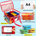 4 Pack Magnetic Tiles Storage Bag with Manual Pocket& Name Tag, Whole Clear PVC Magnetictiles Organizer Case for Magnetic Tiles, Building Blocks, Toy Cars, Board Game, Puzzle (Colorful)