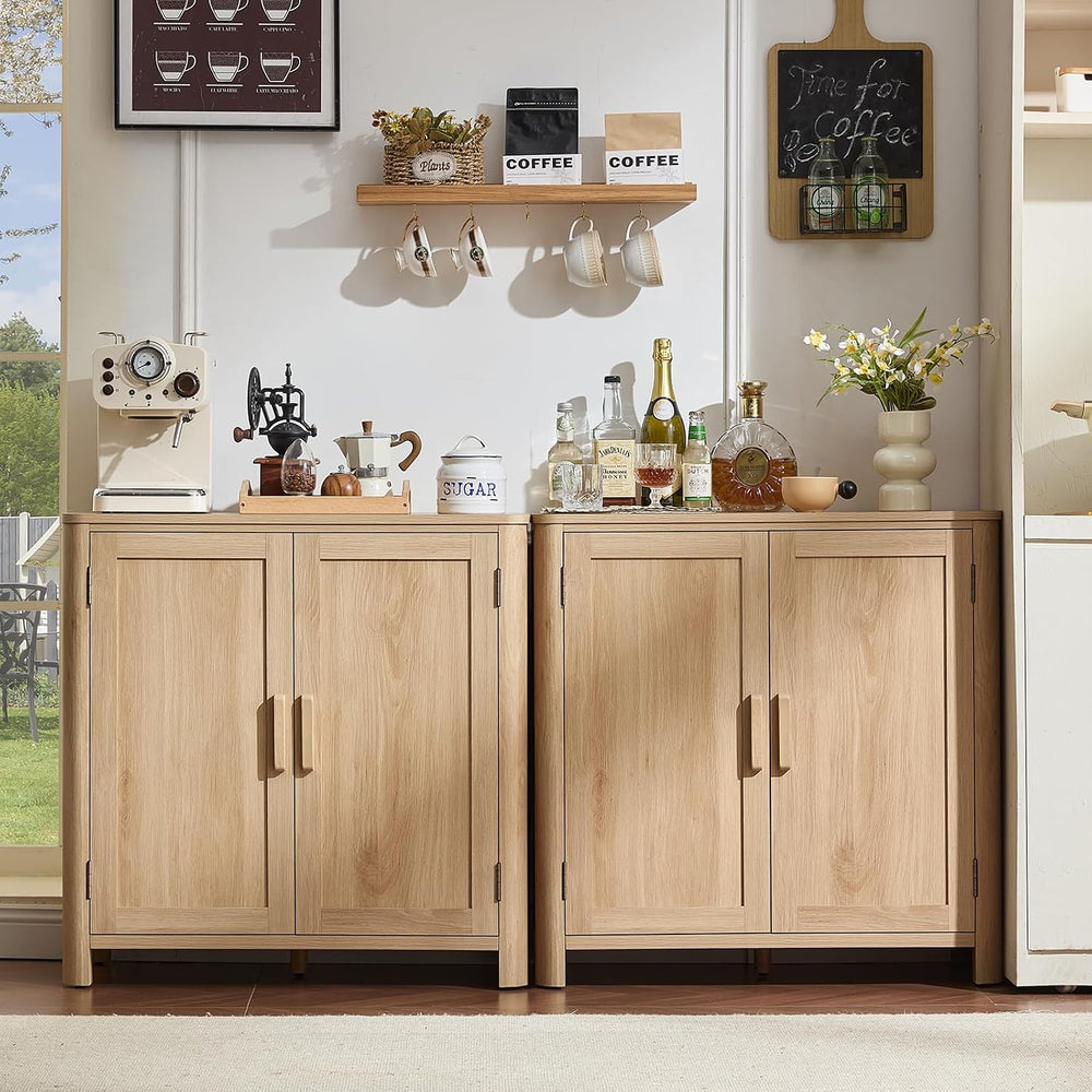 Joaxswe 2 Sideboard Buffet Cabinet with Storage, 31.5" Arc-Shaped Credenza