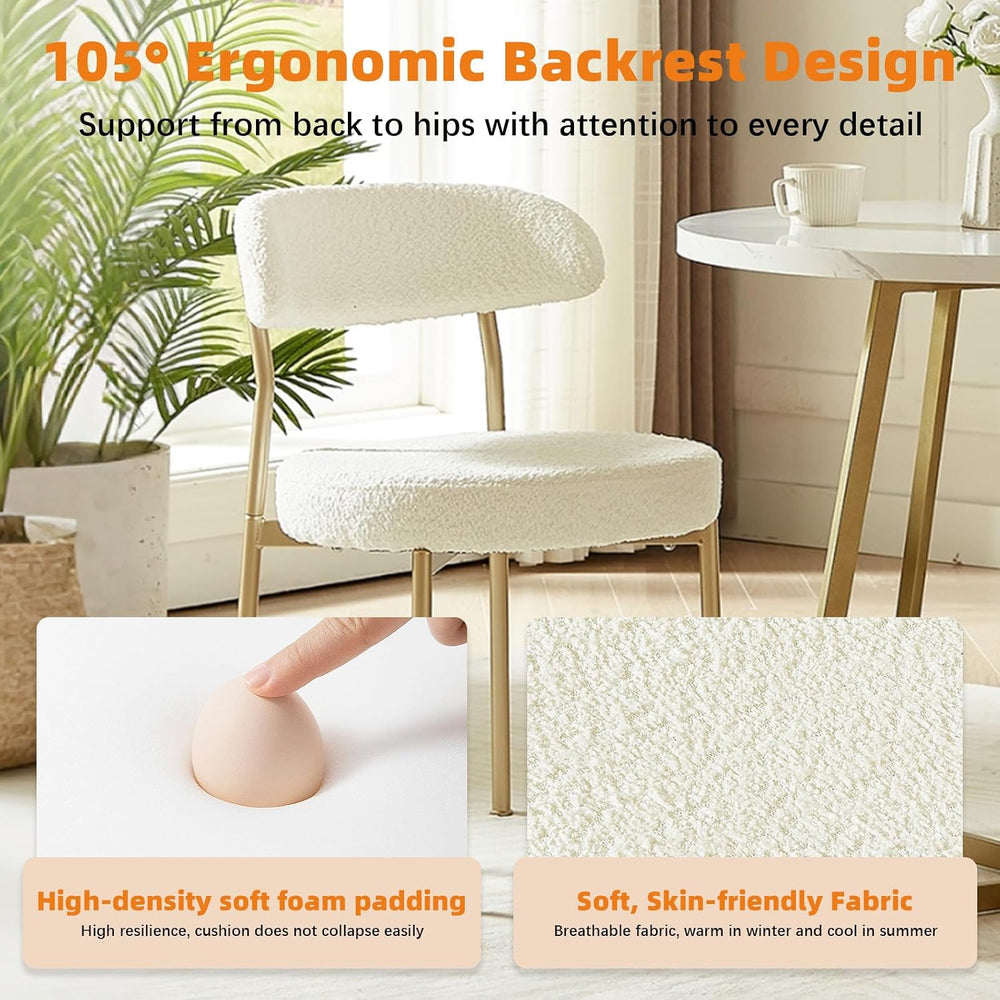 SoarFlash Dining Chairs, Beige Boucle Dining Chairs Set of 6, Kitchen Dining ...