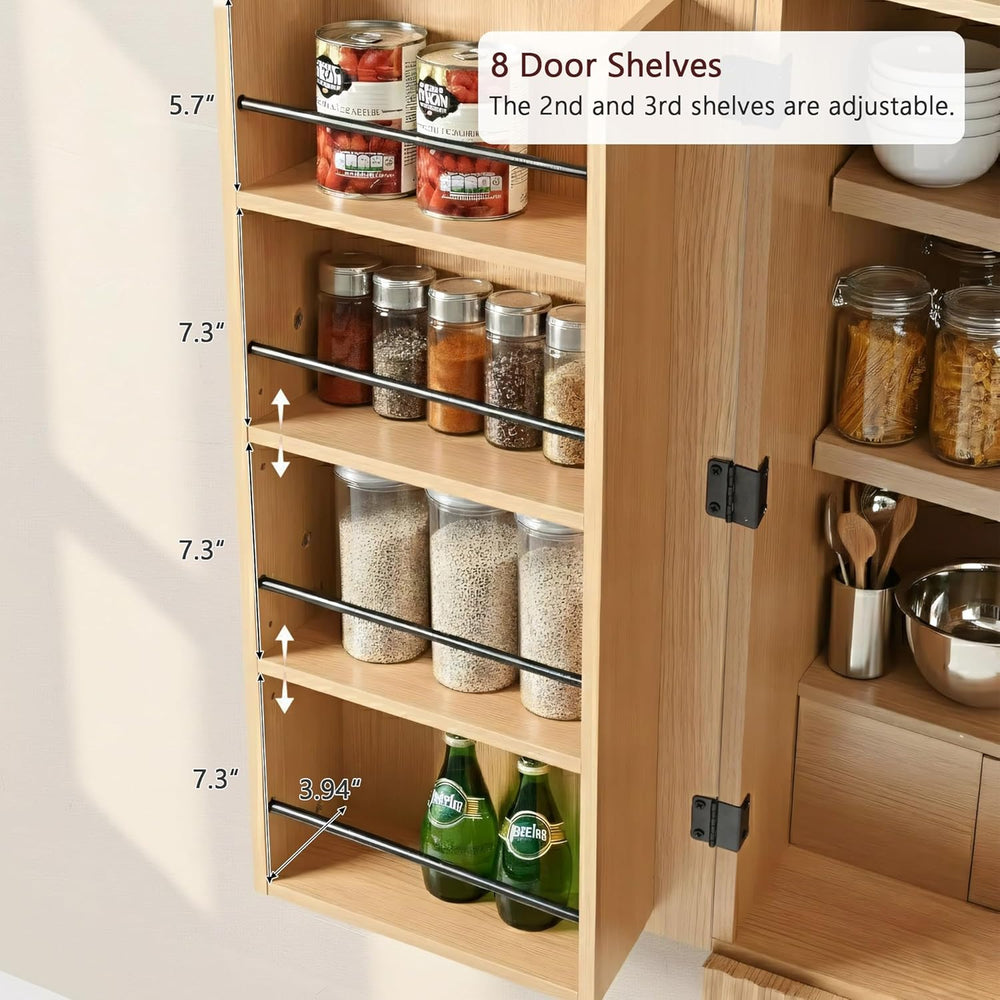 72" Tall Arched Cabinet with Doors, Modern Farmhouse Kitchen Storage Cab...