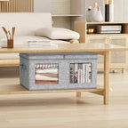 Univivi Large Foldable Fabric Storage Bins with lids [2-Pack] Collapsible Closet Storage Box for Clothes, Closet Organizer with Handles, Storage Cube Basket for Home, Bedroom (Grey, 24" x17" x 12")