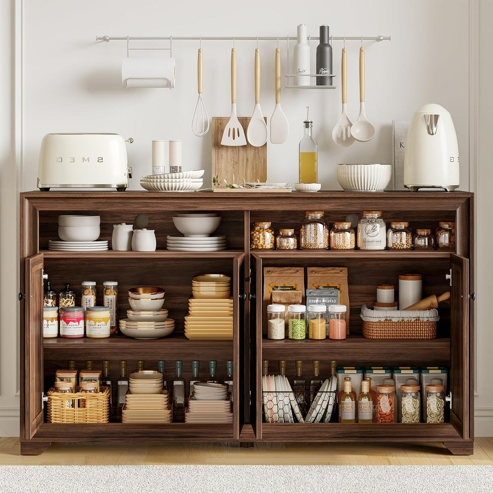 ONBRILL 60 Inches Sideboard Buffet Cabinet with Storage, 4 Doors Large Sidebo...