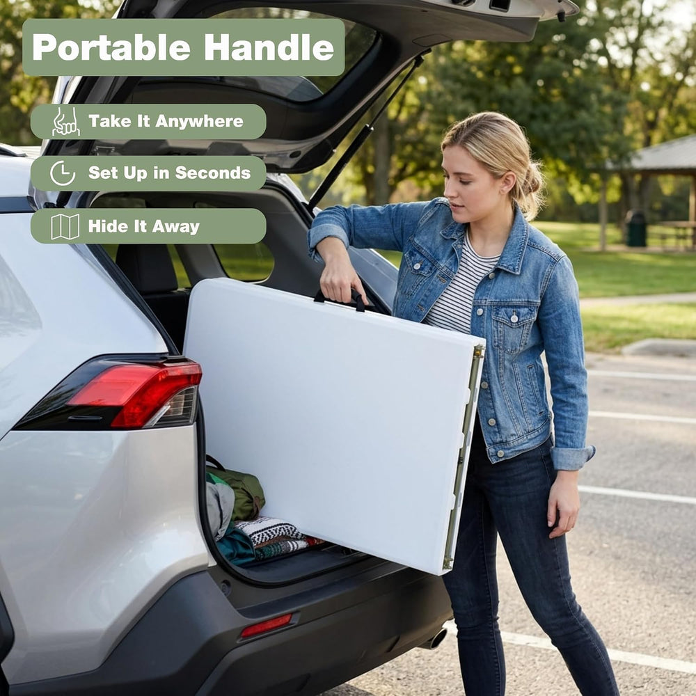 Folding Table 6ft, Heavy-Duty 500lbs Weight Capacity Foldable Table with HDPE...