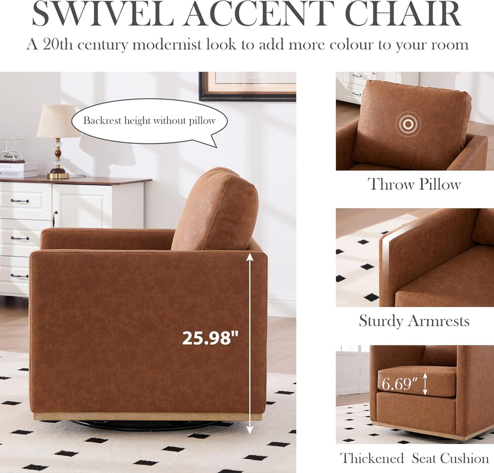 Aoiy & Wifon 30.7" W Swivel Accent Chair, Mid Century Modern Swivel ...
