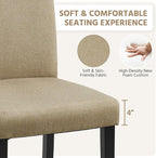 Yaheetech Dining Chairs Set of 6 Fabric Upholstered Parson Kitchen Chairs with Padded Seat and Solid Wood Legs for Dining Room/Restaurant, Khaki