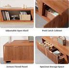 98 Inch TV Stands for Living Room, Wooden Extra Long TV Stand with Adjustable Shelf and Drawers, Flutted Extendable TV Console with Storage Cabinet, Warm Brown Oak (64.57" W-98.43" W)
