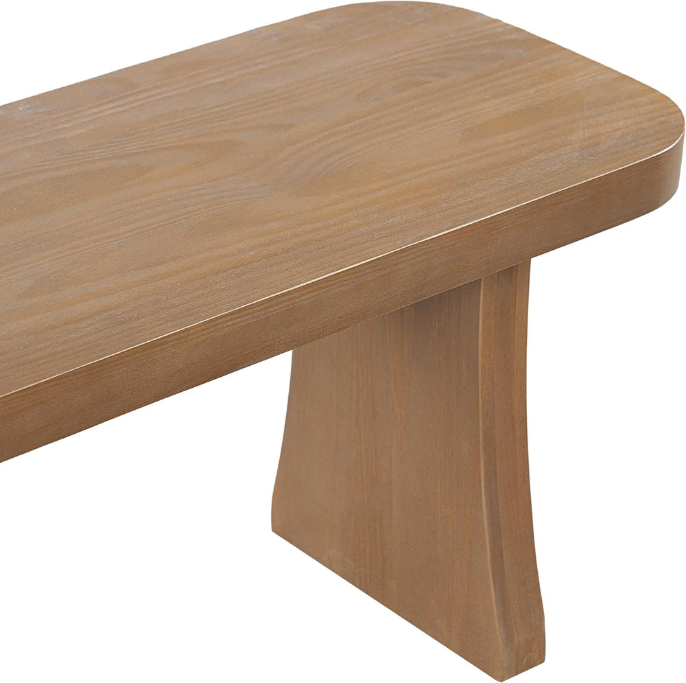 Merax 62.9" Solid Pine Dining Bench with Flared Legs – Rustic Wood Entry...
