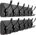 Dseap Coat Rack Wall Mounted - 24" Long 6 Tri Hooks, Heavy Duty Wooden Wall Coat Hanger Coat Hook for Clothes Hat Jacket Clothing, Black, Pack of 2