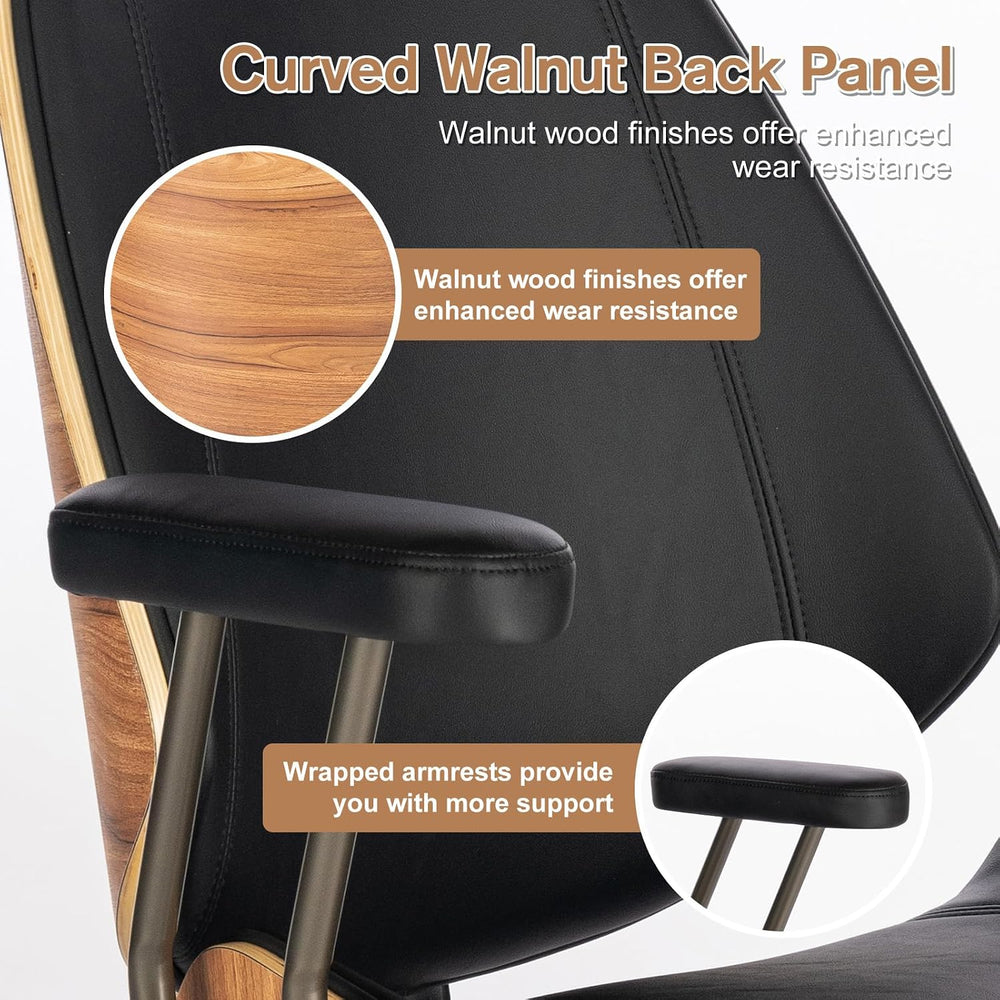 High Back Ergonomic Office Chair, with Headrest & Arms, Black | Faux leat...