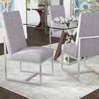 Manhattan Comfort Element Modern Velvet Dining Chairs, High Density Foam, Chrome Finish Stainless Steel Frame, High-Back, Fully Assembled Industrial Chic Accent Furniture, Set of 1, Grey