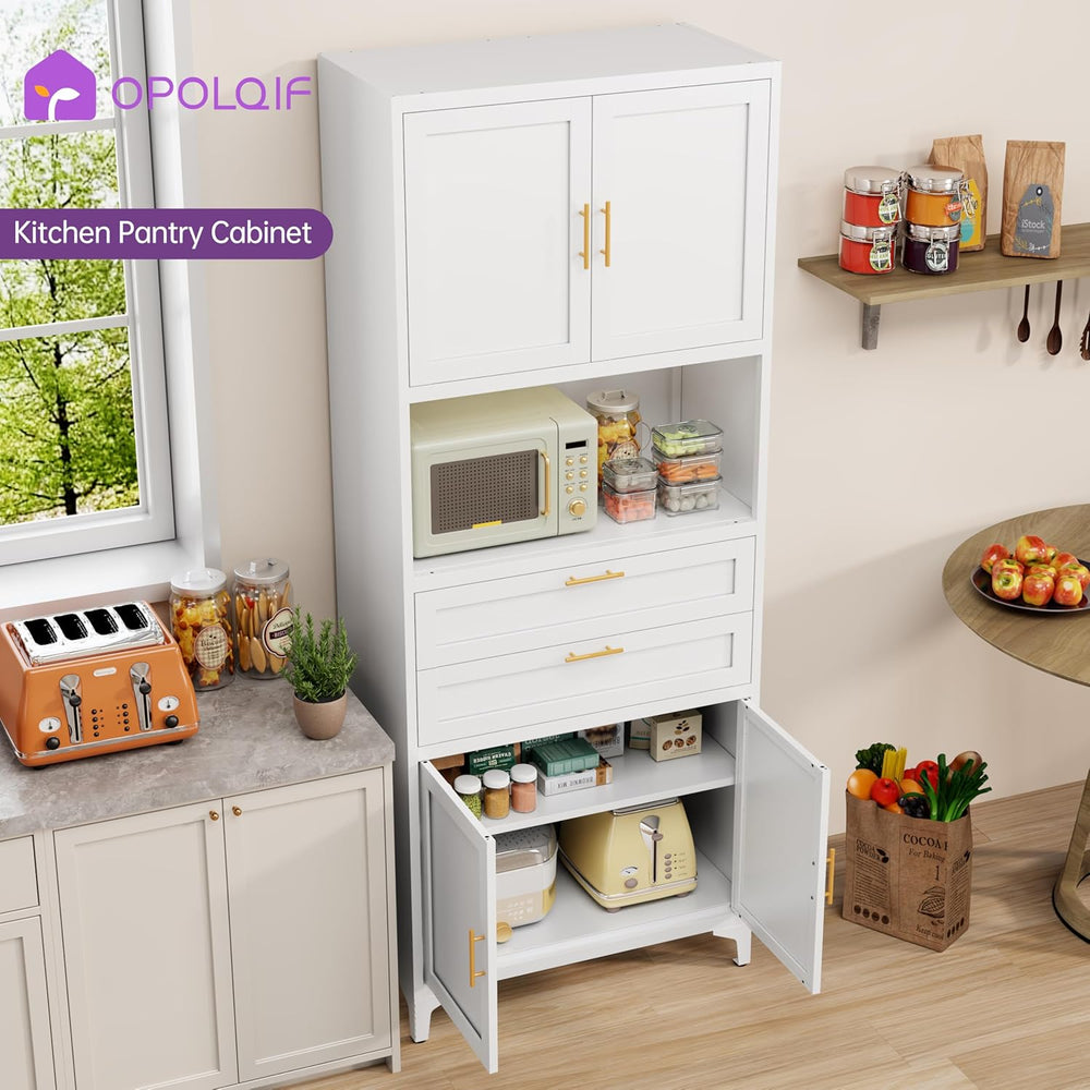 75" Tall Food Kitchen Pantry Cabinet,Tall Bathroom Storage Cabinet with ...
