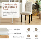 VECELO Upholstered Dining Chairs Set of 6, Modern Fabric and Solid Wood Legs & High Back for Kitchen/Living Room- Beige