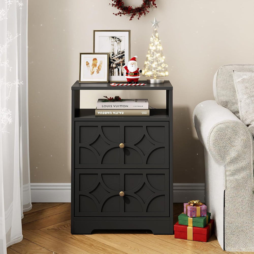 RoyalCraft Nightstand Set of 2, Large Night Stand with Charging Station, Mode...