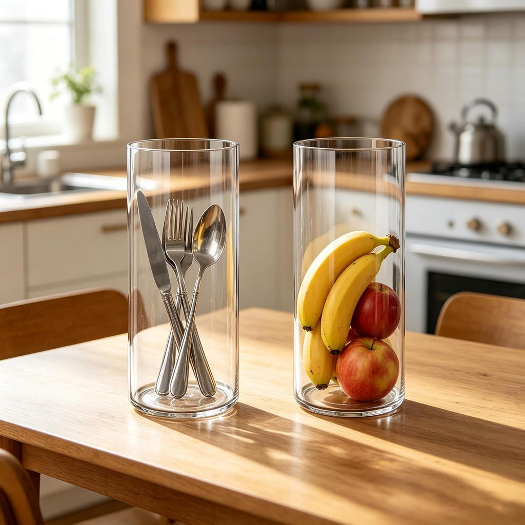 4 Pack Acrylic Cylinder Vases for Centerpieces,5x10 inch Tall Clear Flower Vase, Unbreakable Vases,Hurricane Candle Holders Floating Candle Vase for Wedding Dinner Table Party Living Room Decor