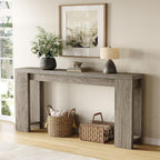 LITTLE TREE 70.9-Inch Long Entryway Table, Farmhouse Sofa Console Table for Living Room, Entryway, Hallway, Grey