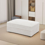 Modern Corduroy Sofa Storage Ottoman, Upholstered Memory Foam Footrest (Beige Footrest)
