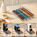 Clear Acrylic Coffee Pod Drawer for Nespresso Vertuo – 40-Pod Double-Sided Pull-Out Organizer