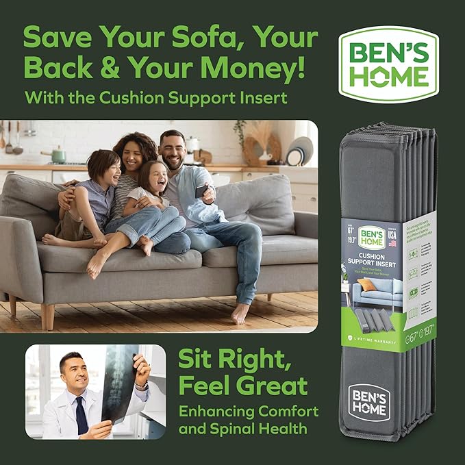 BEN'SHOME® Couch Cushion Support for fix Sagging Seats - Heavy Duty Solid .5" Wood Sofa Support Board | Adjustable 58"-67" x 19.7" Under Cushion Insert | Non-Slip Furniture Saver | 400 LB Capacity