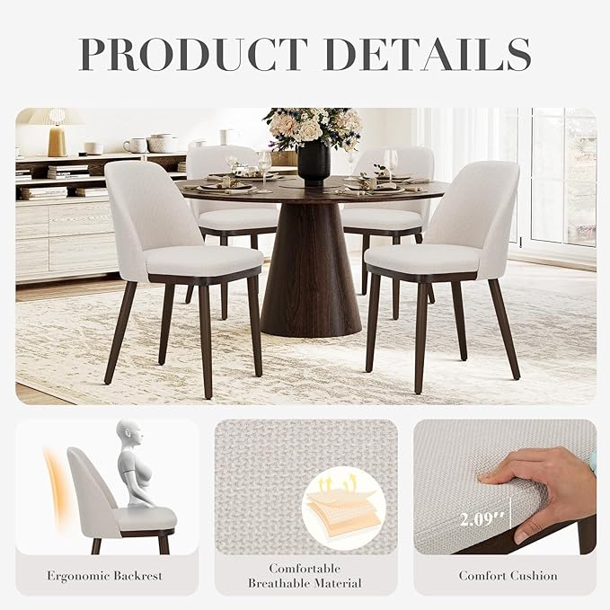 COLAMY Upholstered Dining Chairs Set of 6, Modern Kitchen Chairs with Back, F...