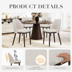 COLAMY Upholstered Dining Chairs Set of 6, Modern Kitchen Chairs with Back, Fabric Side Chair with Wood Legs for Dining Room Kitchen Restaurant, Beige