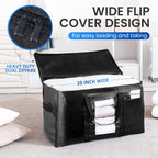 TAILI Extra Large Moving Bags, 12 Pack Black Heavy Duty Totes for Storage with Visible Window, Wrap Around Handles, Storage Bags for Space Saving, Alternative to Moving Boxes