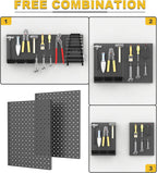 Ultrawall Metal Pegboard Panels, Pegboard Wall Organizer, Black Peg Boards for Wall, Garage Tool Storage Organization, 12"X16", 2pcs