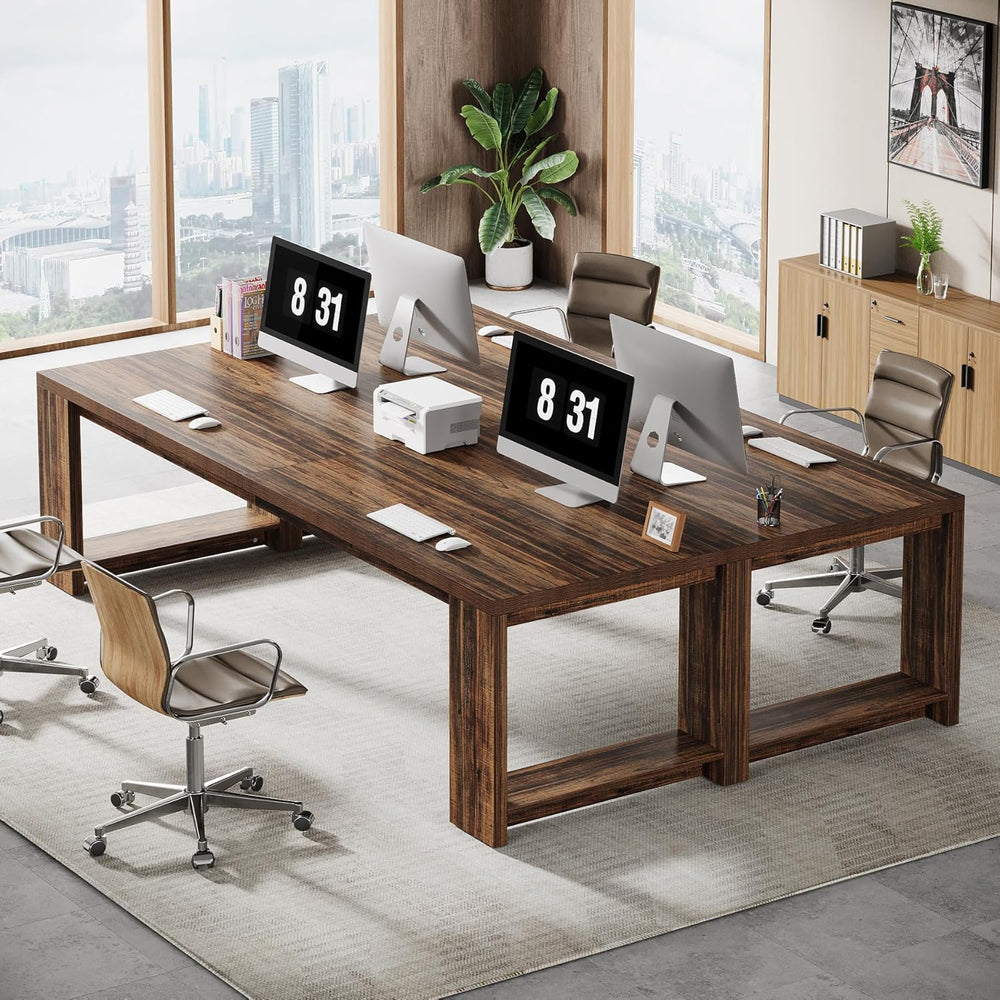 Tribesigns Two Person Desk, 86.6-Inch Extra Long Computer Desk, Two Person Do...