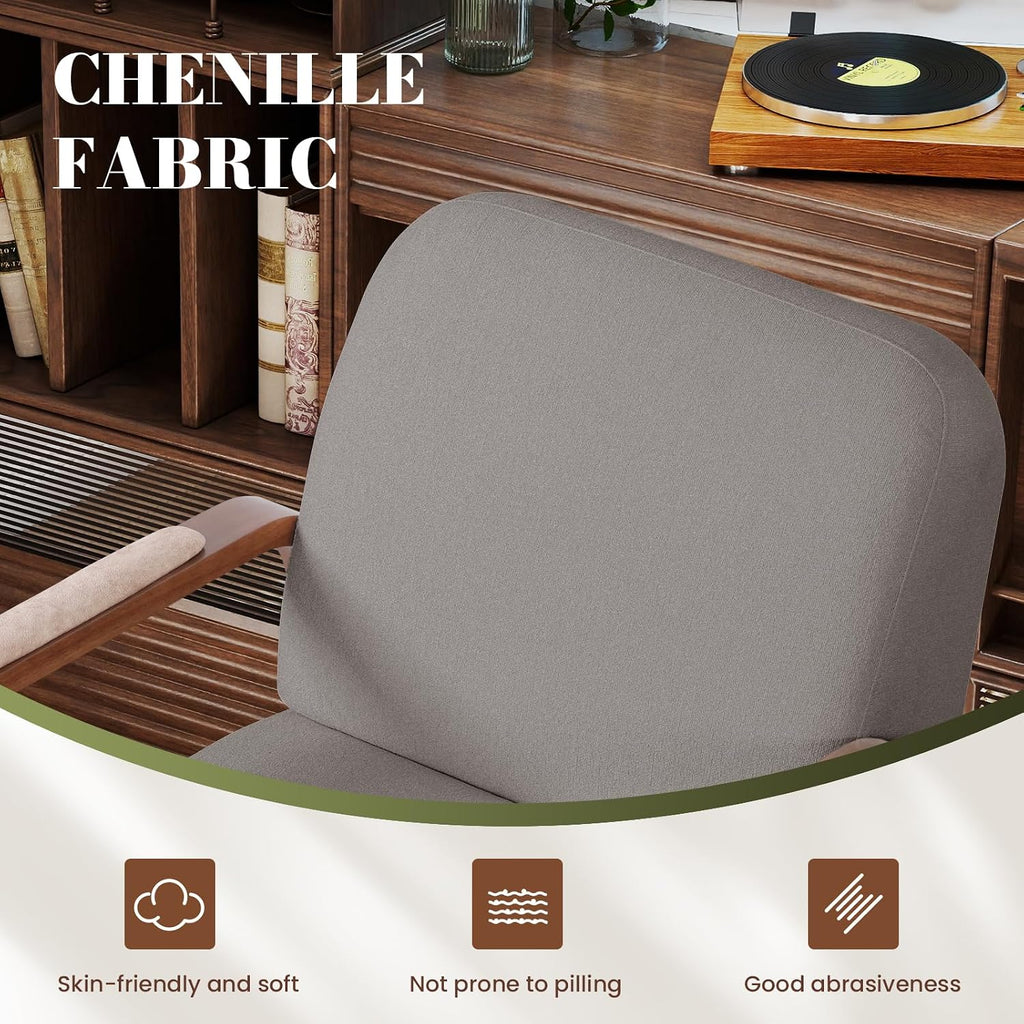 Couchus Swivel Accent Chair with Sturdy Base (Gray, Set of 1) | 360° Rotating Living Room Chair, Chenille Fabric Upholstered Armchair for Living Room