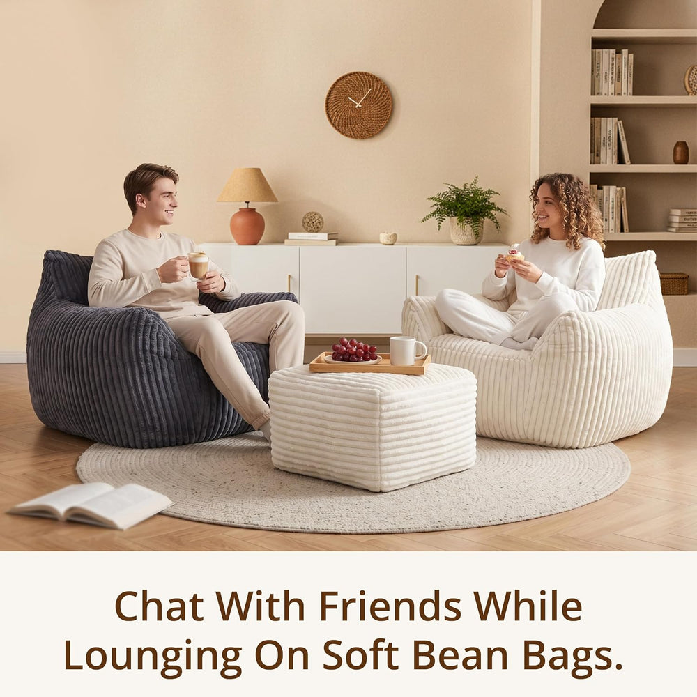 Giant Bean Bag Chair for Adults, Large Bean Bag with Ottoman | Cloud Comfy Be...