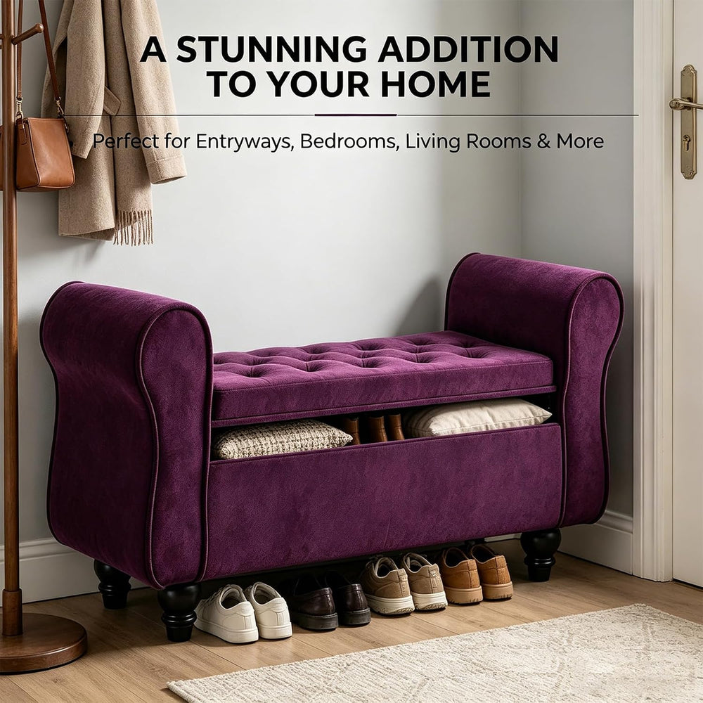 Shoe Storage Bench End-of-Bed Storage Bench End-of-Bed Bench with Storage Bed...