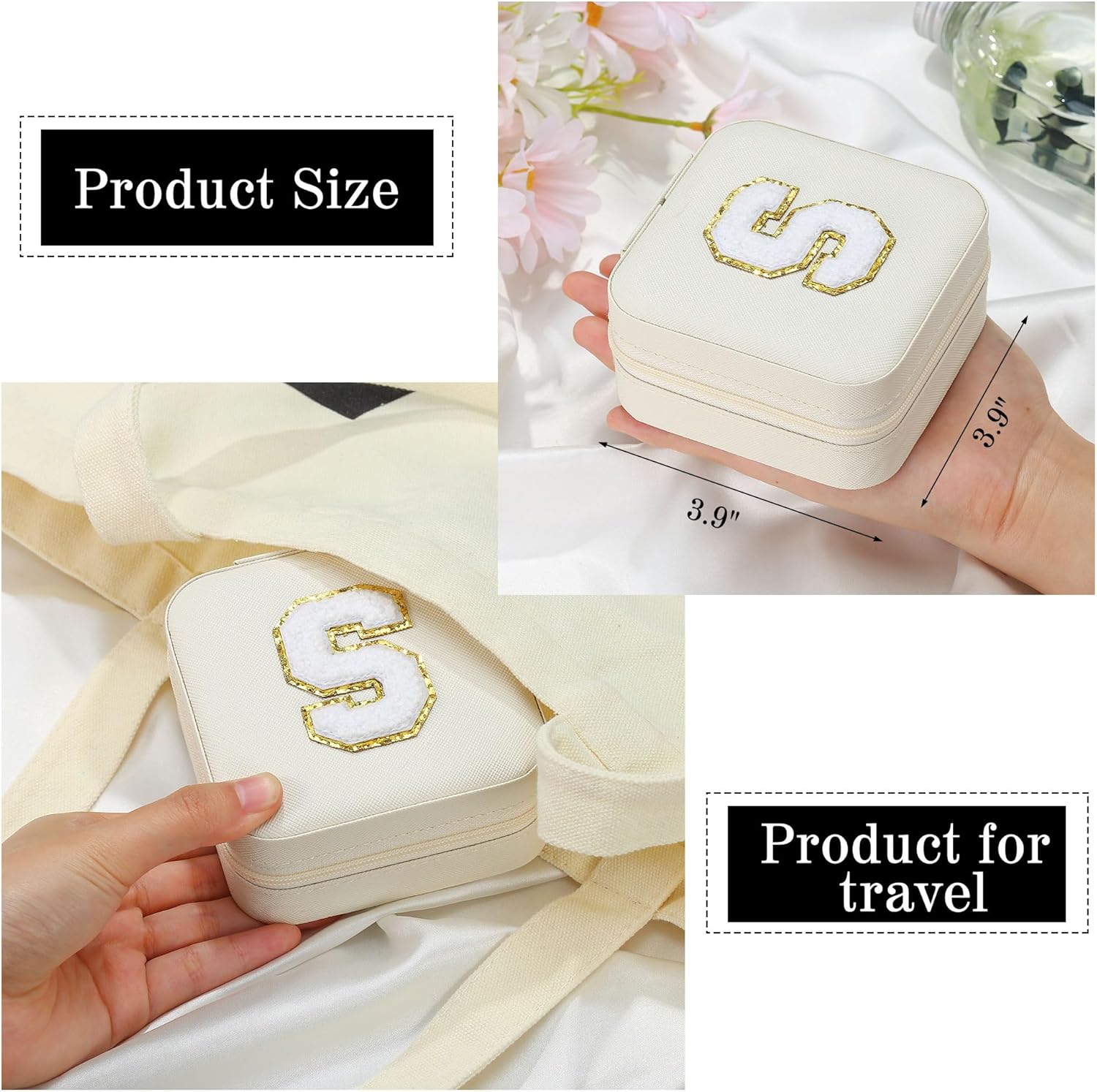 Parima Teacher Gifts for Women - Teacher Appreciation Gifts, Retirement Travel Gifts for Teacher Travel Jewelry Box | Teacher Birthday Gifts | Retirement Gifts for Women 2025 - Letter B, White