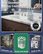 Toothbrush Holder Stand for Bathroom, 304 Stainless Steel Ventilated Organizer for Countertop with Slots for Electric Toothbrushes & Toothpaste, Family Size Tooth Brush Holder