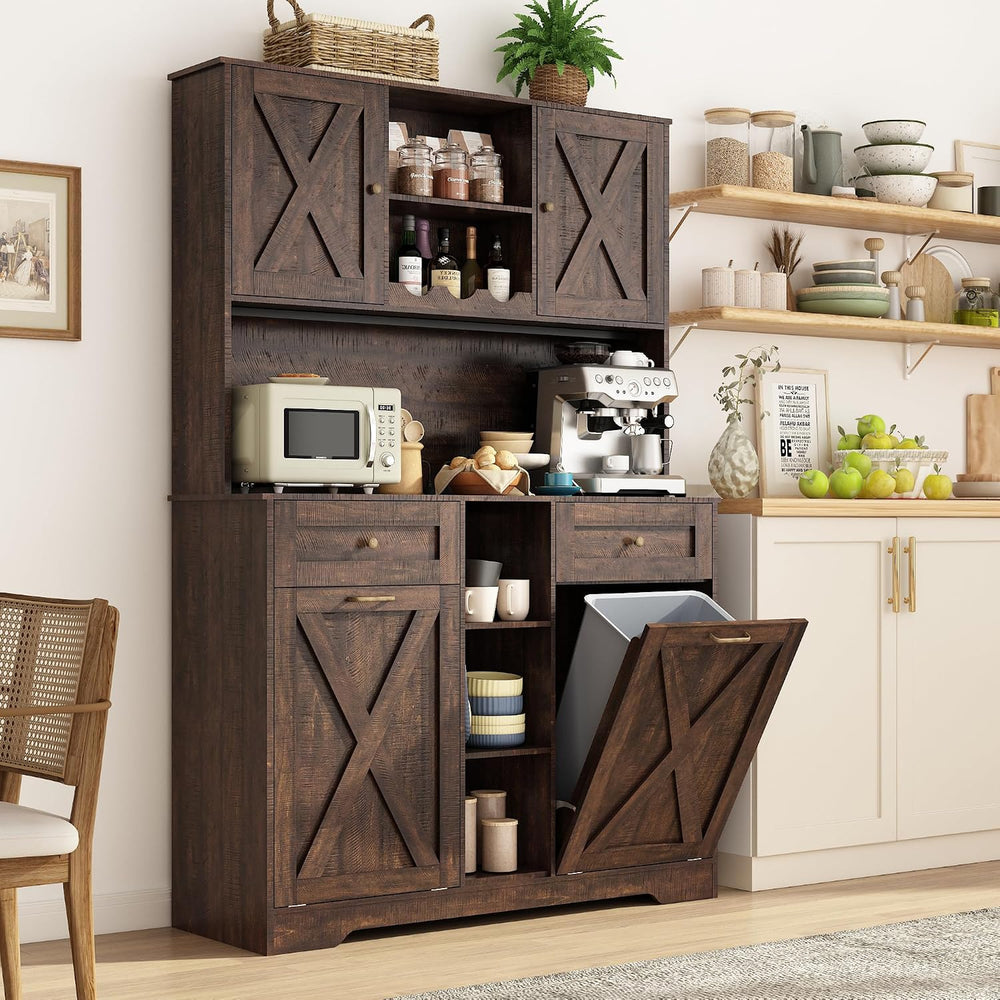 71" Tall 47"Wide Kitchen Pantry Storage Cabinet with Power Outlets,...