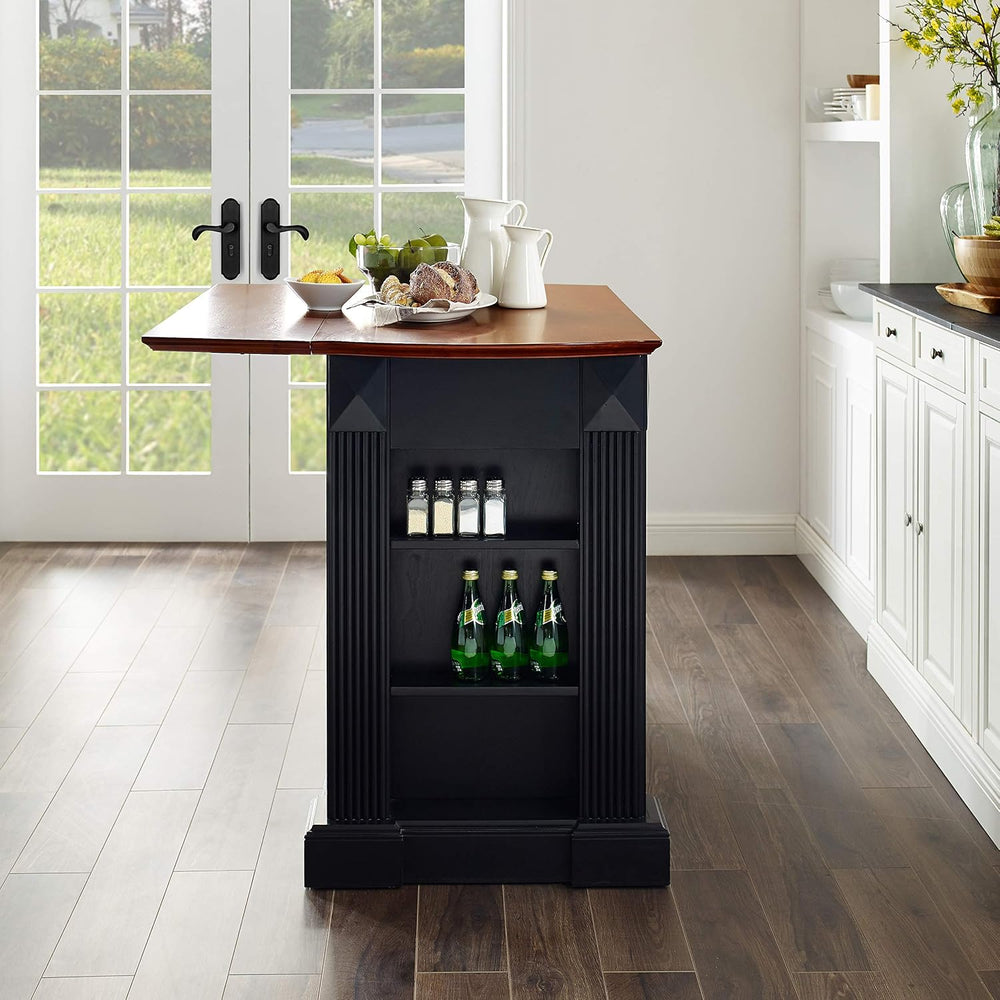 Crosley Furniture Drop Leaf Kitchen Island/Breakfast Bar, Black