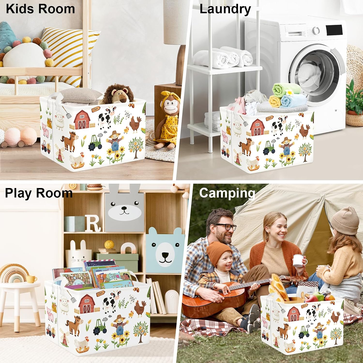 Clastyle Farm Animals Baby Laundry Hamper Leaf Kid Storage Basket Boy Girl Gift Toy Box Collapsible Clothes Organizer Nursery Bin for Bedroom,Sunflowers,40 * 30 * 30 cm