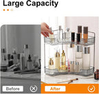 Corner Bathroom Countertop Organizer, 2 Tiers Vanity Trays for Counter, Makeup Organizers, Perfume Tray, Kitchen Spice Rack, Smoky Gray