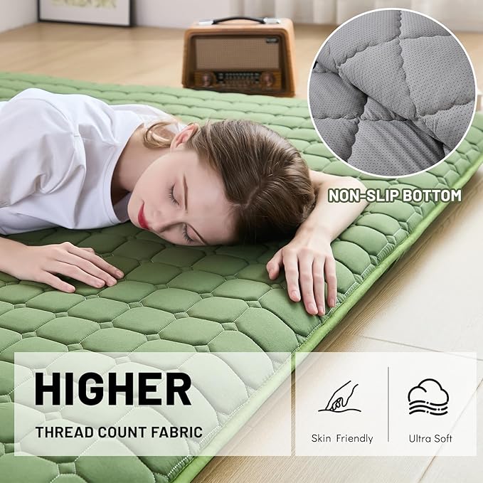Japanese Floor Mattress Full, Anti-Slip Japanese Futon Foldable Tatami Mat fo...