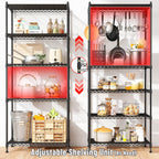 59.4" H x 21.5" W x13.6 D 5-Tier Storage Shelves 1010LBS Wire Shelving Adjustable Metal Shelving Unit Pantry Shelves Sturdy Steel Commercial Shelf for Kitchen Pantry Closet Laundry School