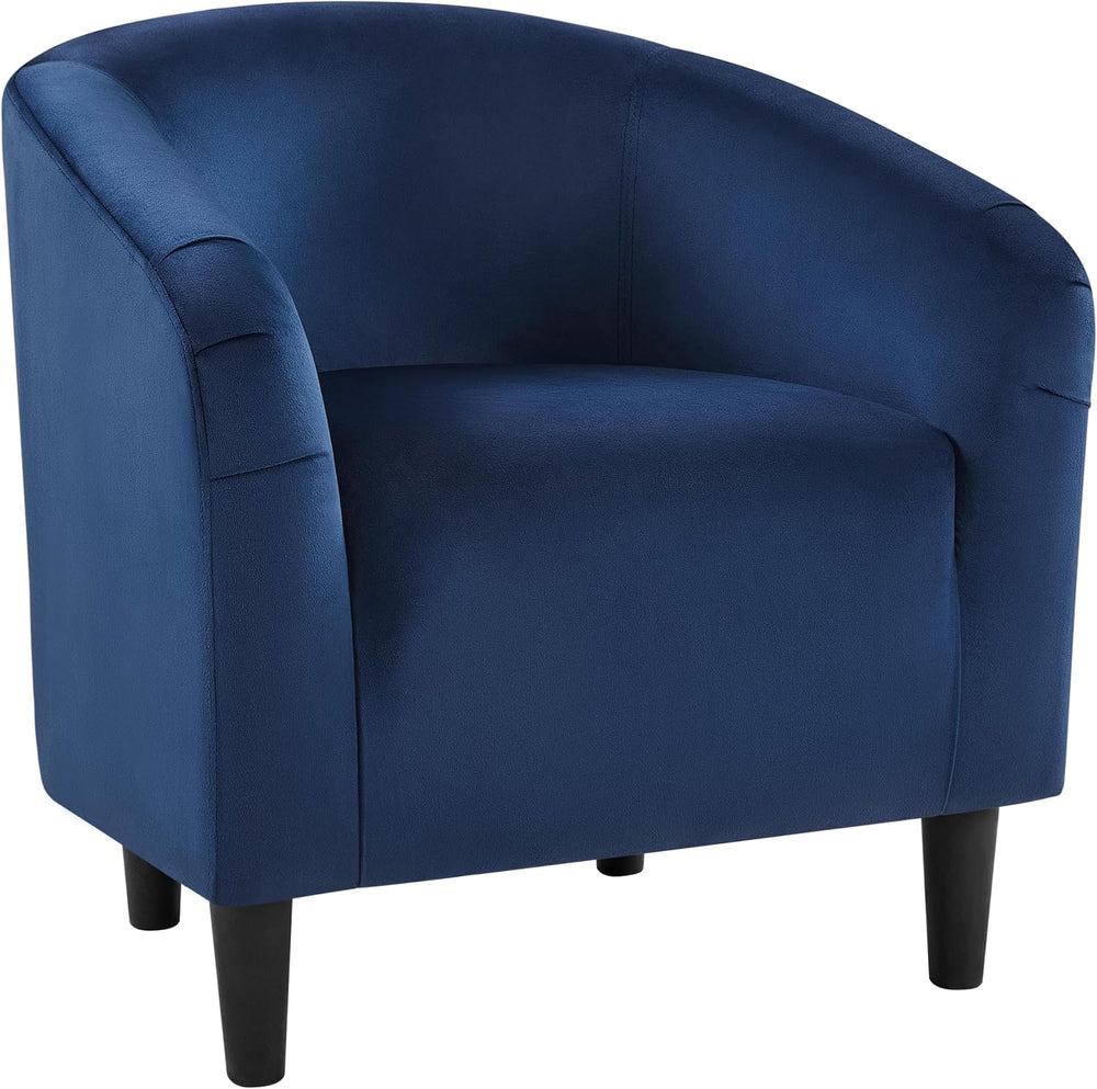 Yaheetech Small 25.5in Wide Velvet Barrel Accent Chair Bedroom, Navy Blue | C...