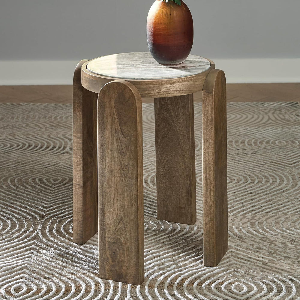Signature Design by Ashley Gavrilley Contemporary Accent Table with Marble To...