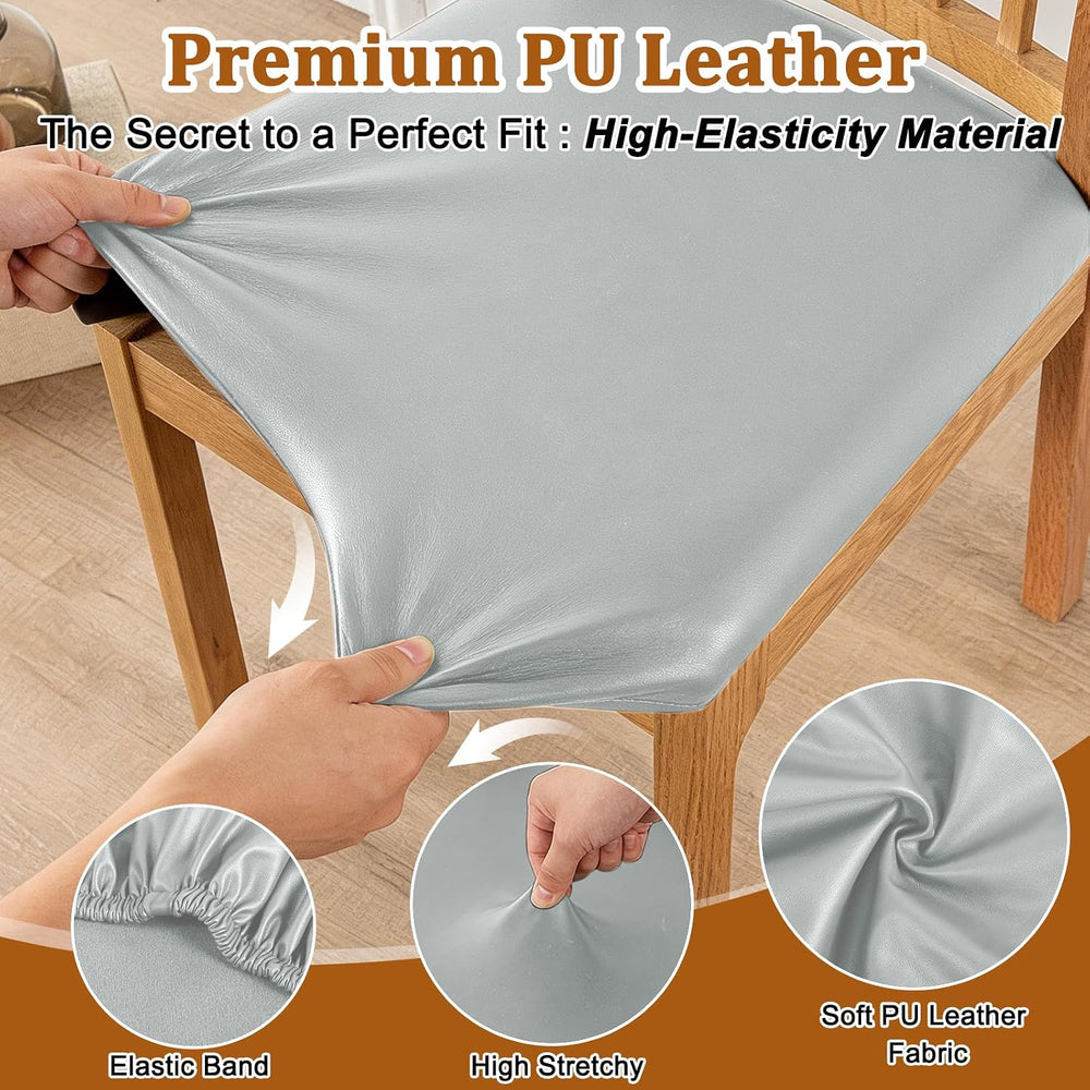 Chair Covers for Dining Chairs Waterproof Seat Covers for Chairs,Grey,Set 6
