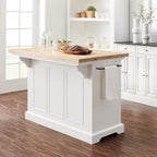 Crosley Furniture Julia Wood Top Kitchen Island with Storage Drawers, Shelves, and Spice Rack, White