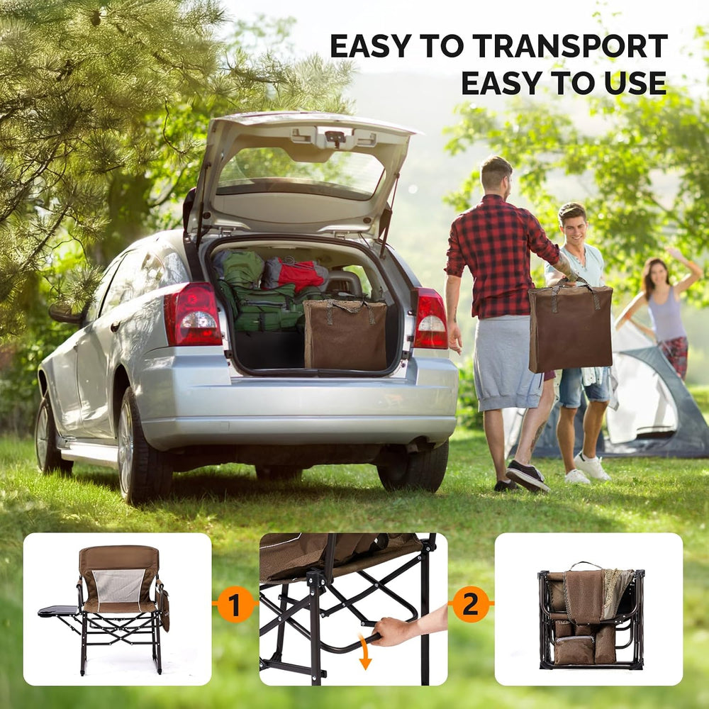 VINGLI Camping Chairs, Directors Chair, Camping Chair with Side Table & C...