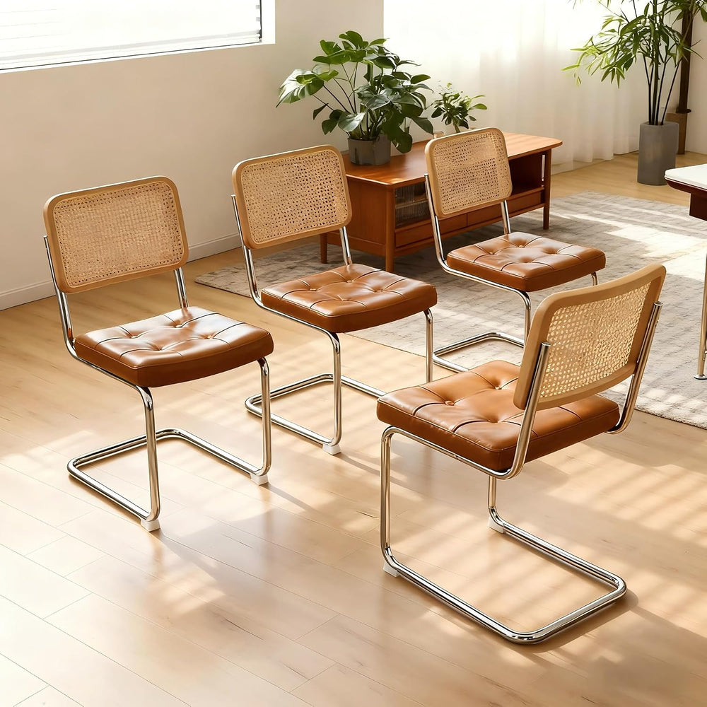 HAZO Mid Century Modern Dining Chairs Set of 2, Velvet Rattan Dining Room Kit...