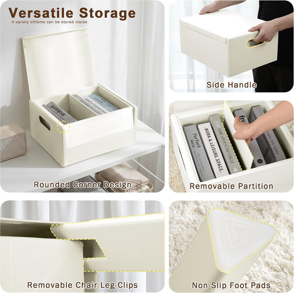Modern Nightstand - Multifunctional Plastic Bedside Table with Storage Space,...