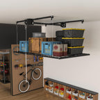 Montary 5x9 FT Overhead Garage Storage Rack for 10-12 FT Ceiling, Adjustable Ceiling Lifting Storage Rack with Safety Lock, 400LBS Capacity All-Steel Construction Heavy-Duty Garage Organizer Rack