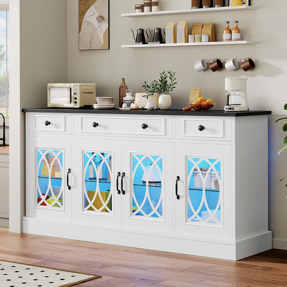 YITAHOME Sideboard Buffet Cabinet with Storage, 65" Buffet Table with 4 ...